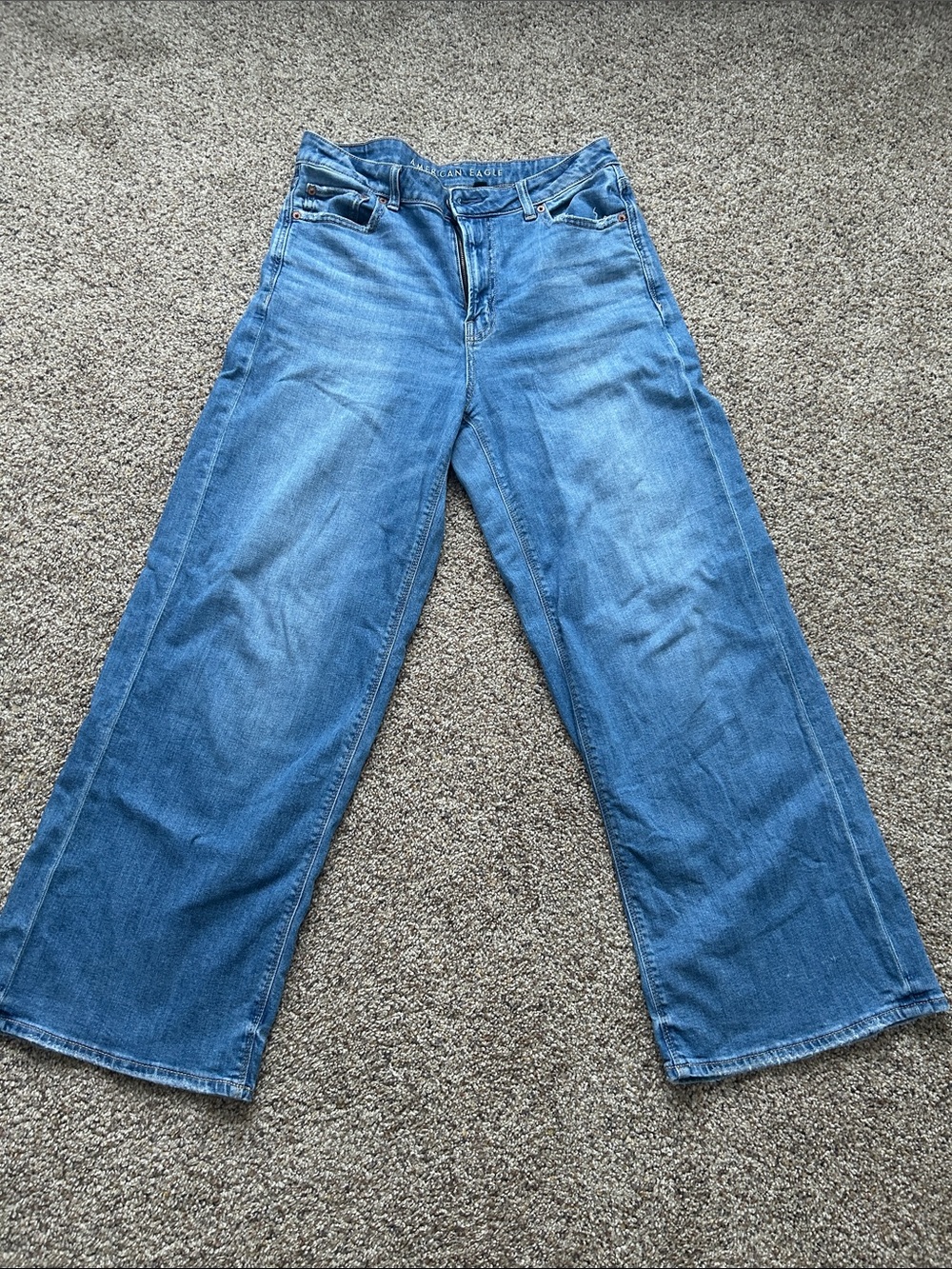 American Eagle Dreamy Drape Wide Leg Blue Jeans